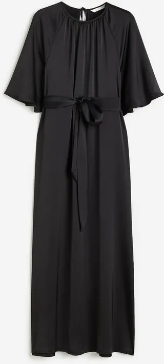 Tie-belt Satin Dress