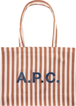 Canvas shoulder bag with striped motif