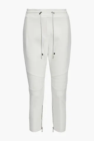 Moto-style cropped twill track pants