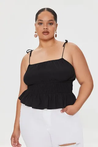 Plus Size Tie-Strap Flounce Cami
