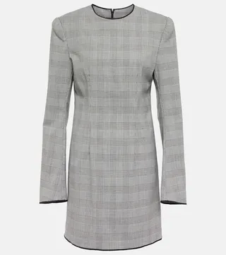 Medeola checked wool-blend minidress