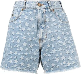 Star-Print Denim Shorts