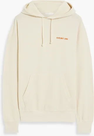 Embroidered waffle-knit cotton-blend hoodie