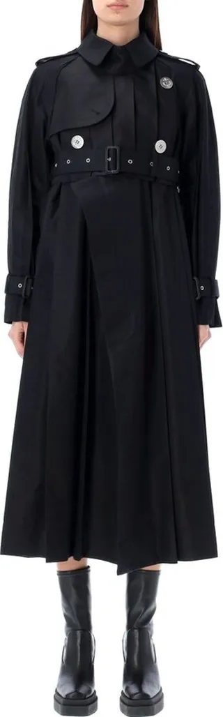 Sacai Belted Waist Pleated Trench Coat