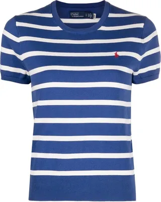 striped Polo Pony-embroidered T-shirt