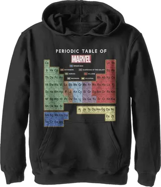 Boy's Marvel Periodic Table of Favorite Heroes Pull Over Hoodie - Black - X Large