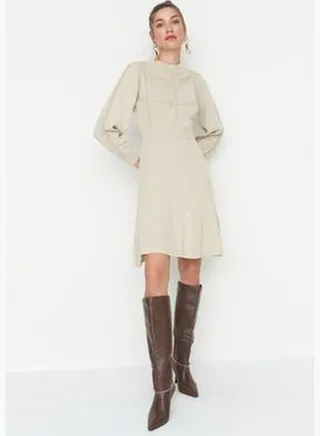 Beige Beige Mini Knitwear Dress TWOAW22EL0011 Dress TWOAW22EL0011