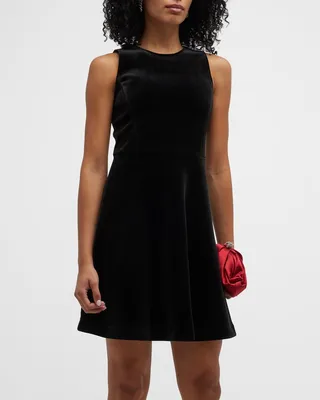Sleeveless Stretch Velvet Mini Dress