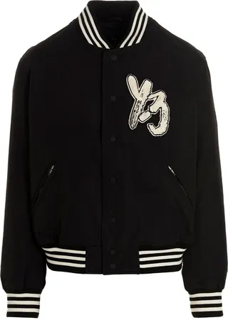 Y-3 Logo Patch Snapped Bomber Jacket