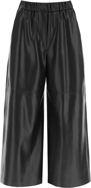 MSGM Wide-Leg Cropped Leather Pants