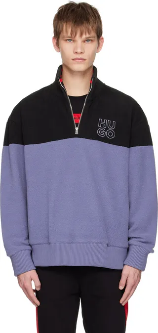 Hugo Black & Blue Stacked Logo Sweater