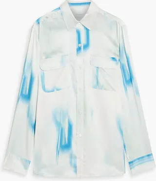Signature printed washed-silk shirt