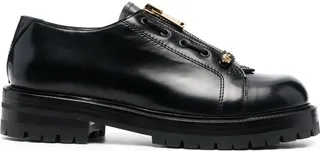 Zip-Detail Round-Toe Loafers
