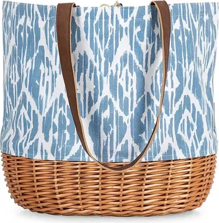 Coronado Pattern Canvas & Willow Basket Tote