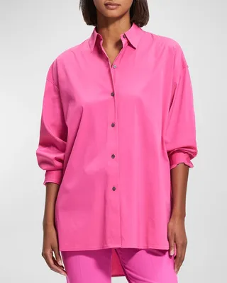Oversized Button-Front Poplin Shirt