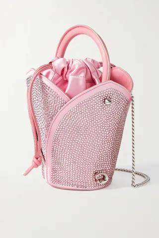 Oscar de la Renta - Tulipano Nano Crystal-embellished Leather And Satin Shoulder Bag - Pink