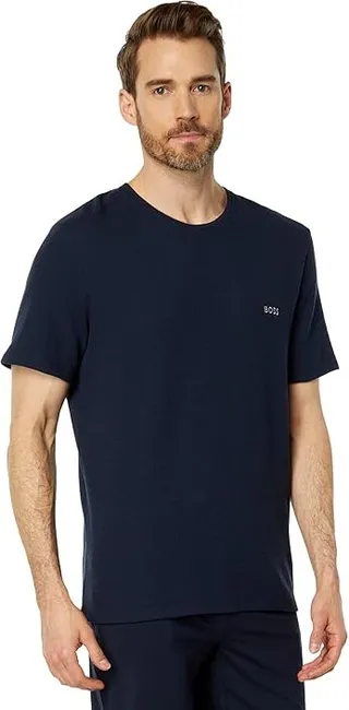 BOSS Waffle Contrast Logo Short Sleeve T-Shirt (Deep Sea Blue) Men's Clothing