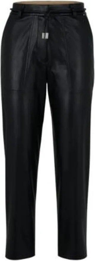 Tapered-fit cropped trousers in faux leather