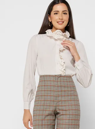 Frill Collar Detail Top