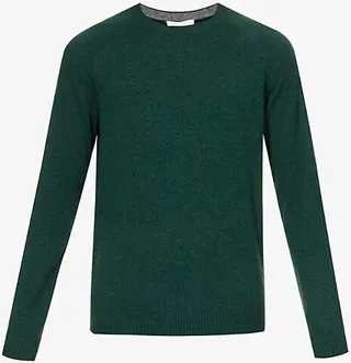 Mens Green Finley Regular-fit Cashmere Jumper