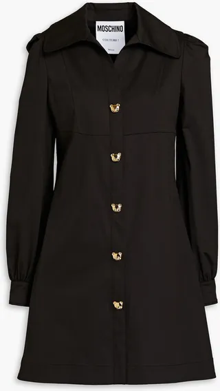 Gathered poplin mini dress