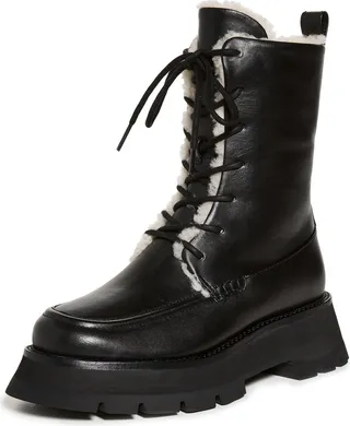 3.1 Phillip Lim Kate Lace Up Combat Boots with Shearling