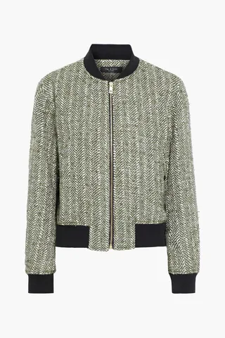 Manston metallic herringbone wool-blend tweed bomber jacket
