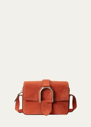 Welington Buckle Suede Crossbody Bag