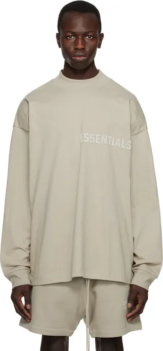 Essentials Gray Crewneck Long Sleeve T-Shirt
