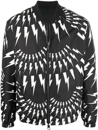 Thunderbolt-print bomber jacket