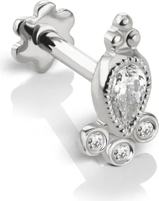 5MM Diamond Delia White Gold Thread Through Single Earring