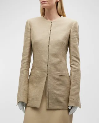 Baymon Hook-&-Eye Linen Jacket