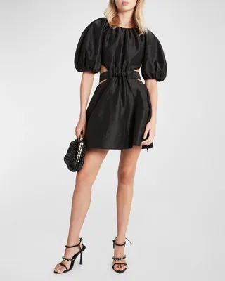 Mimosa Puff-Sleeve Cutout Mini Dress
