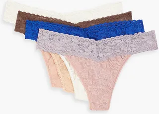 Signature set of five stretch-lace low-rise thongs
