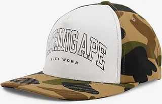 Mens Green Camo Brand-print Cotton Baseball cap