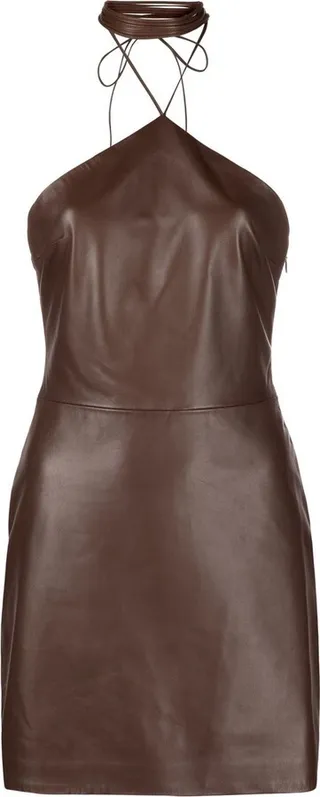 Leather Halterneck Mini Dress