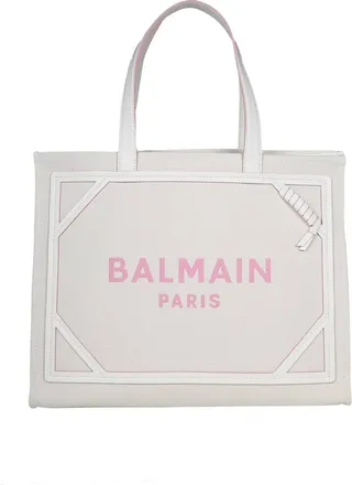 Balmain Shopper Medium B - Army 42 In Fabric And Leather