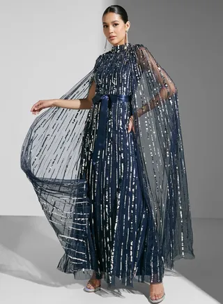 Puff Sleeve Embellished Dress