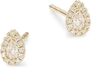 14K Yellow Gold & 0.18 TCW Diamond Teardrop Stud Earrings