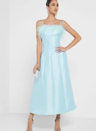 Faux Feather Detail Dress