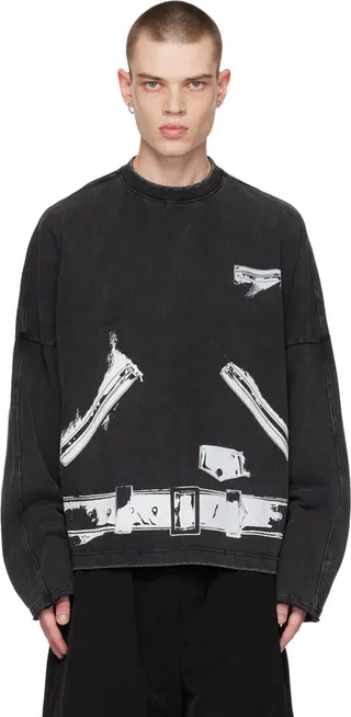 We11done Black Trompe L'Oeil Long Sleeve T-Shirt