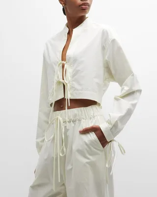 Papeno Open Front-Tie Cotton Shirt