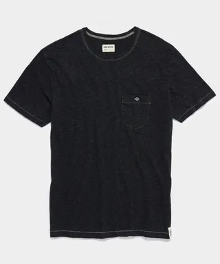 Antique Heather Pocket Tee in Black Mix