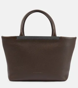 Leather tote bag