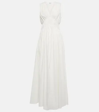 Ruched cotton maxi dress