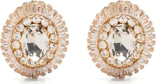 Crystal-Embellished Gemstone Earrings