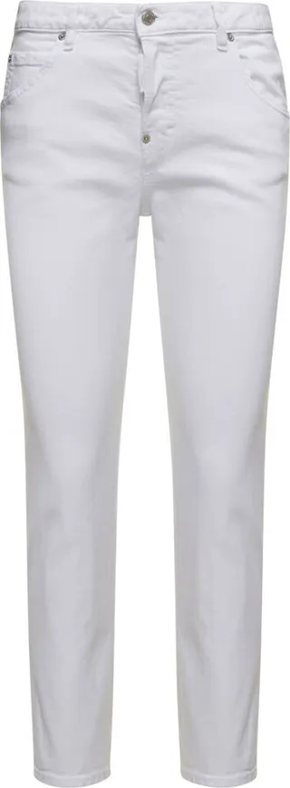 'cool Girl' White Skinny Jeans In Stretch Cotton Denim Woman Dsquared2