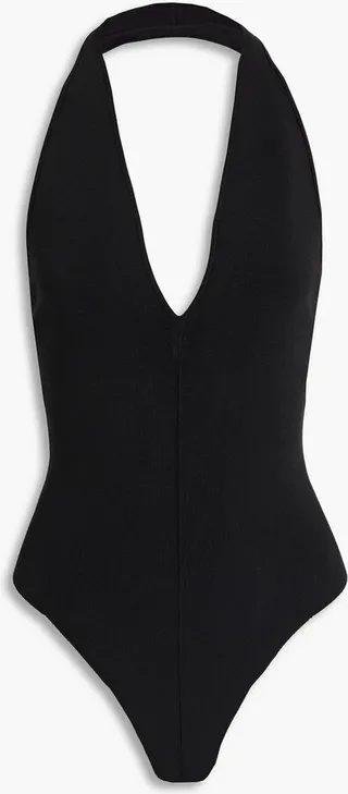 Stretch-knit halterneck bodysuit