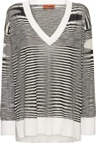 Dyed space v neck knit sweater