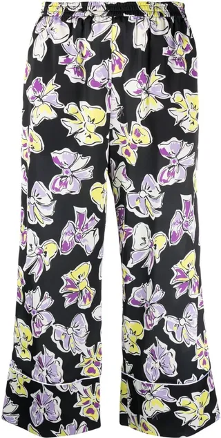 Bow-Print Cropped Trousers